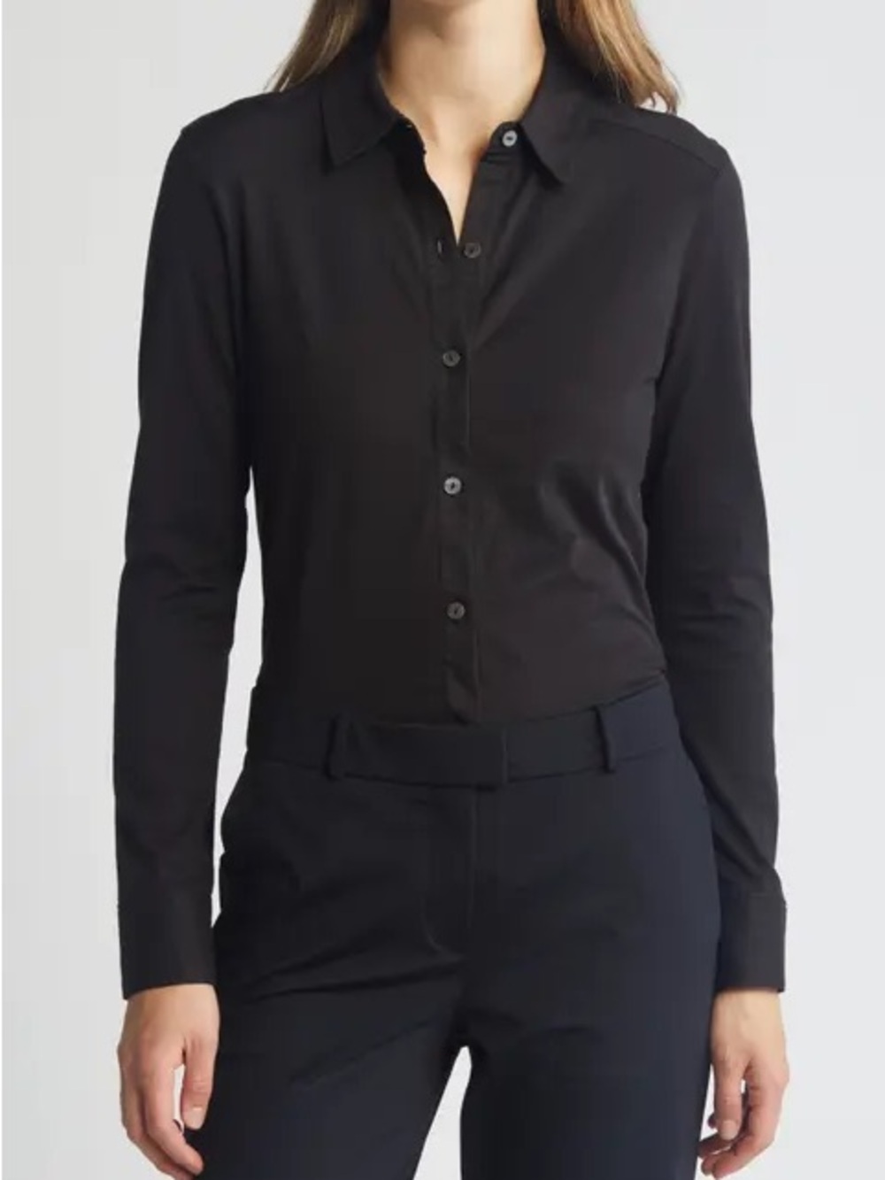 Theory Black Long-Sleeve Button-Down Shirt
